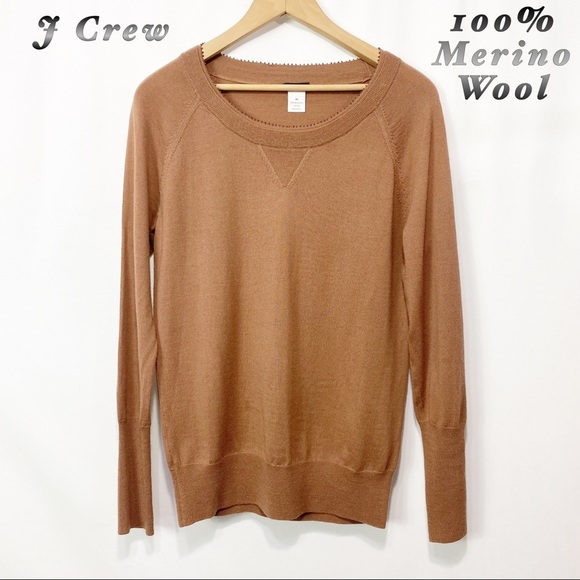 J. Crew Sweaters - J Crew-Coco brown 100% Merino Wool beaded scoop neck XS